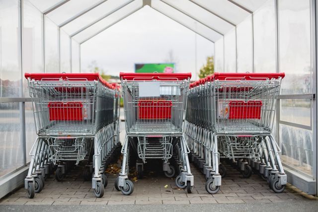 Wózki sklepowe przed supermarketem